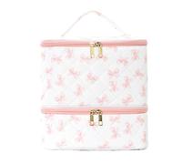 Pufei Trousse de maquillage de voyage à 3/double couche, grande capacité, sac de rangement pour vernis à ongles, sac cosmétique, organisateur pour femmes, organisateur d'accessoires de voyage, blanc