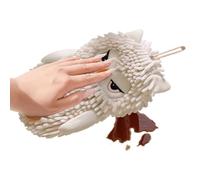 Puff Ball Hand Towel - Owl Design Quick Dry Rag for Bathroom Use | Soft Chenille Fabric with Hanging Loop, Absorbent Hand Drying Towel for Home Hotel Kids Adults Family Bath Shower, Gray Yellow White