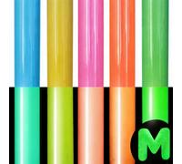 Puff Lot de vinyle HTV - Fer à repasser phosphorescent, 5 couleurs fluorescentes lumineuses, vinyle de transfert thermique 3D pour presse à chaud, taille 30,5 x 25,4 cm