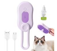 Puffease Spritz Defur Comb, Celery Pets Cat Brush Steam, Puffease Cat Steam Brush, Suitable for Long/Short Hair, Pet Hair Removal Comb with Water Tank, for Pet Grooming (Purple)