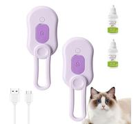 Puffease Spritz Defur Comb, Celery Pets Cat Brush Steam, Puffease Cat Steam Brush, Suitable for Long/Short Hair, Pet Hair Removal Comb with Water Tank, for Pet Grooming (2pcs Purple)