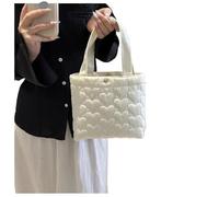 Puffer Shoulder Bag For Women Soft Down Cotton Padded Tote Handbag Purse Quilted Cross Body Solid Color Bubbles Cloud(Whitehand)
