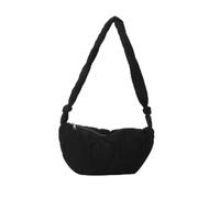 Puffer Shoulder Bag For Women Soft Down Cotton Padded Tote Handbag Purse Quilted Cross Body Solid Color Bubbles Cloud(Black)