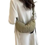 Puffer Shoulder Bag For Women Soft Down Cotton Padded Tote Handbag Purse Quilted Cross Body Solid Color Bubbles Cloud(Green)