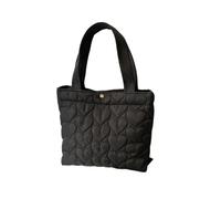 Puffer Shoulder Bag For Women Soft Down Cotton Padded Tote Handbag Purse Quilted Cross Body Solid Color Bubbles Cloud(Blackhand)