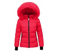 Puffer Veste d'hiver légère pour femme avec capuche - Veste matelassée élégante avec poches - Veste polaire épaisse - Veste de transition chaude - Doudoune tendance - Couleur unie - Veste de loisirs