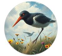 Puffin Puzzle Rond De 1000 Pièces pour Animauxs Das Tier Wild Animauxs Beast Unique Réduction du Stress Activité Familiale 1000pcs (67.5x67.5cm)