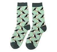 Puffins on Mint Chaussettes fantaisie pour femme Taille unique