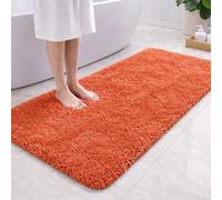 PUFFMAT Tapis de bain en microfibre 120 x 60 cm Mandarine, tapis de salle de bain absorbant avec pile moelleuse et douce et dos en TPR, tapis de salle de bain lavable en machine pour douche, baignoire