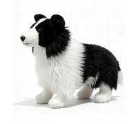 PuffPurrs Border Collie Peluche Vivante, Peluche Réaliste Noir et Blanc Chien de Berger, Mignon et Très Intelligent Cadeau, 28 CM/11 Pouces