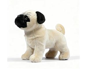 PuffPurrs Carlin Peluche Vivante, Peluche Réaliste Mops, Mignon Visage Plissé Chien Cadeau, 27 CM/10 Pouces