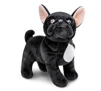 PuffPurrs Peluche de Bouledogue Noir Réaliste 33cm, Chien en Peluche Debout, Jouet Chiot Mignon, Collection de Cadeaux Unique pour Enfants