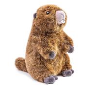 PuffPurrs Peluche de Marmotte Simulation 25cm, Jouets en Peluche Réaliste de Marmotte Gourmande, Animaux Sauvages de Prairie Doux, Cadeaux d'anniversaire pour Enfants