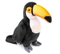 PuffPurrs Peluche de Toucan Réaliste 29cm, Animal en Peluche de Toucan Noir, Cadeau Mignon d'Oiseau Toucan pour Vos Amis