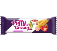 Puffy Cream Tubes de maïs soufflés à la crème, saveur fraise, 18 g