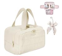 Puffy Multi-Functional 4-in-1 Bag, Travel Toiletry Handbag Lightweight Large Wide-Open Organiser for Traveling Essentials, Multi Compartments, Soft As Feathers (Beige)