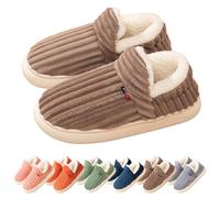 Puffy Slipper Booties for Women, Cloud Slippers, Comfy House Winter Warm Boots with Anti-Slip Sole (Brown,Petit)