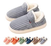 Puffy Slipper Booties for Women, Cloud Slippers, Comfy House Winter Warm Boots with Anti-Slip Sole (Gray,Grand)