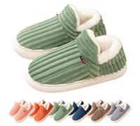 Puffy Slipper Booties for Women, Cloud Slippers, Comfy House Winter Warm Boots with Anti-Slip Sole (Green,3TG)