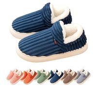 Puffy Slipper Booties for Women, Cloud Slippers, Comfy House Winter Warm Boots with Anti-Slip Sole (Navy Blue,TTG)
