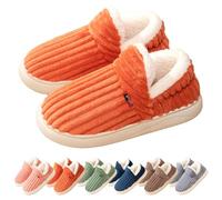 Puffy Slipper Booties for Women, Cloud Slippers, Comfy House Winter Warm Boots with Anti-Slip Sole (Orange,Grand)