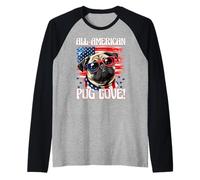 Pug All-American Pug Love! 4 Juillet Carlin USA Manche Raglan