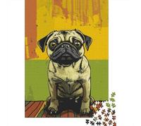 Pug Chien Art Impression Puzzle 1000 Pièces Adultes Animaux Puzzles 1000 Pièces Jeu Éducatif Décor À La Maison 38x26cm/1000pcs