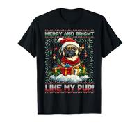Pug Christmas Tree Lights Decorations Dog Lover Xmas Gifts T-Shirt