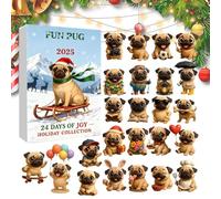 Pug Countdown Calendar - 26x18x3cm 2 D Acrylic, Reusable Dog Themed Decor, Holiday Pendant Ornaments | Playful Countdown For Wall Door Tree Window Pet Lovers For Tree Window Wall Door