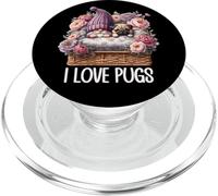 Pug Dad Gnome Floral Graphic For Garden Lover I Love Pugs PopSockets PopGrip pour MagSafe
