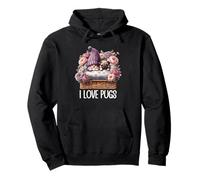 Pug Dad Gnome Floral Graphic For Garden Lover I Love Pugs Sweat à Capuche