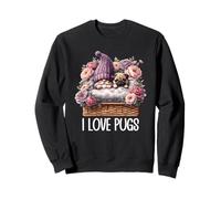 Pug Dad Gnome Floral Graphic For Garden Lover I Love Pugs Sweatshirt