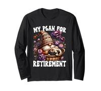 Pug Dad Gnome Graphic For Pug Grandma Life Funny Retirement Manche Longue