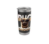 Pug Daddy Mops Papa Chien Papa Fête des Pères Doux Mops Dad Gobelet isotherme en acier inoxydable double paroi