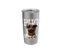 Pug Daddy Mops Papa Chien Papa Fête des Pères Doux Mops Dad Gobelet isotherme en acier inoxydable double paroi