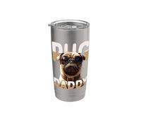 Pug Daddy Mops Papa Chien Papa Fête des Pères Doux Mops Dad Gobelet isotherme en acier inoxydable double paroi