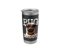 Pug Daddy Mops Papa Chien Papa Fête des Pères Doux Mops Dad Gobelet isotherme en acier inoxydable double paroi