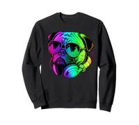 Pug DJ Casque audio rétro pour amoureux des chiens Sweatshirt