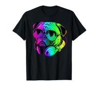 Pug DJ Casque audio rétro pour amoureux des chiens T-Shirt