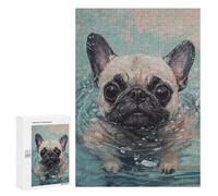 Pug Dog Swimming Painting Puzzle 1000 Pièces Educa Jouet en Bois Cadeau Unique Décoration Intérieure Jeu Éducatif Challenge Toy Adultes Et Enfants À Partir De 14 Ans 300 PCS
