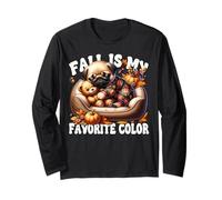 Pug for Women and Men Fall is My Favorite Color Autumn Sleep Manche Longue