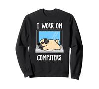 Pug I Work on Computer Dog Sleep Puppy Lovers Sweatshirt