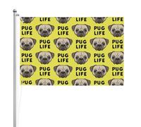 Pug Life - Joli visage de carlin jaune,Drapeau de jardin, bannière décorative, drapeau double face, 2 x 3 pieds, pour extérieur et intérieur