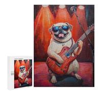 Pug Playing Guitar Painting-1 Puzzle 1000 Pièces Educa Jouet en Bois Cadeau Unique Décoration Intérieure Jeu Éducatif Challenge Toy Adultes Et Enfants À Partir De 14 Ans 500 PCS