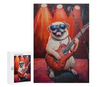 Pug Playing Guitar Painting-1 Puzzle 1000 Pièces Educa Jouet en Bois Cadeau Unique Décoration Intérieure Jeu Éducatif Challenge Toy Adultes Et Enfants À Partir De 14 Ans 300 PCS