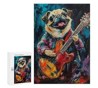 Pug Playing Guitar Painting Puzzle 1000 Pièces Educa Jouet en Bois Cadeau Unique Décoration Intérieure Jeu Éducatif Challenge Toy Adultes Et Enfants À Partir De 14 Ans 300 PCS