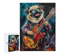 Pug Playing Guitar Painting Puzzle 1000 Pièces Educa Jouet en Bois Cadeau Unique Décoration Intérieure Jeu Éducatif Challenge Toy Adultes Et Enfants À Partir De 14 Ans 500 PCS