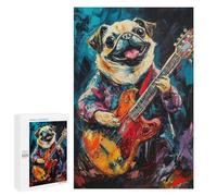 Pug Playing Guitar Painting Puzzle 1000 Pièces Educa Jouet en Bois Cadeau Unique Décoration Intérieure Jeu Éducatif Challenge Toy Adultes Et Enfants À Partir De 14 Ans 1000 PCS