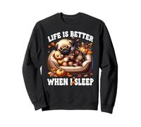 Pug Puppy Funny Fall Saying for Pug Mom Cute Autumn Sleep Sweatshirt