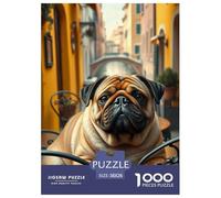 Pug Puzzle 1000 Pièces Jouet Divertissement Créatif De l'art De La Décoration Animaux de Compagnie Dog Jeu Éduchatif Challenge Toy Adultes Et Enfants À Partir De 14 Ans 38x26cm/1000pcs